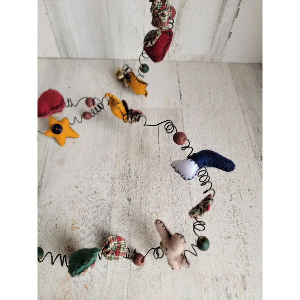 Tender heart treasures vintage Xmas Plush Garland star gingerbread heart